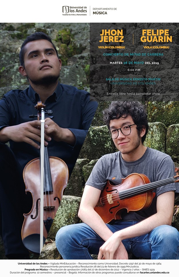 Concierto de Jhon Jerez, violín, y Felipe Guarín, viola