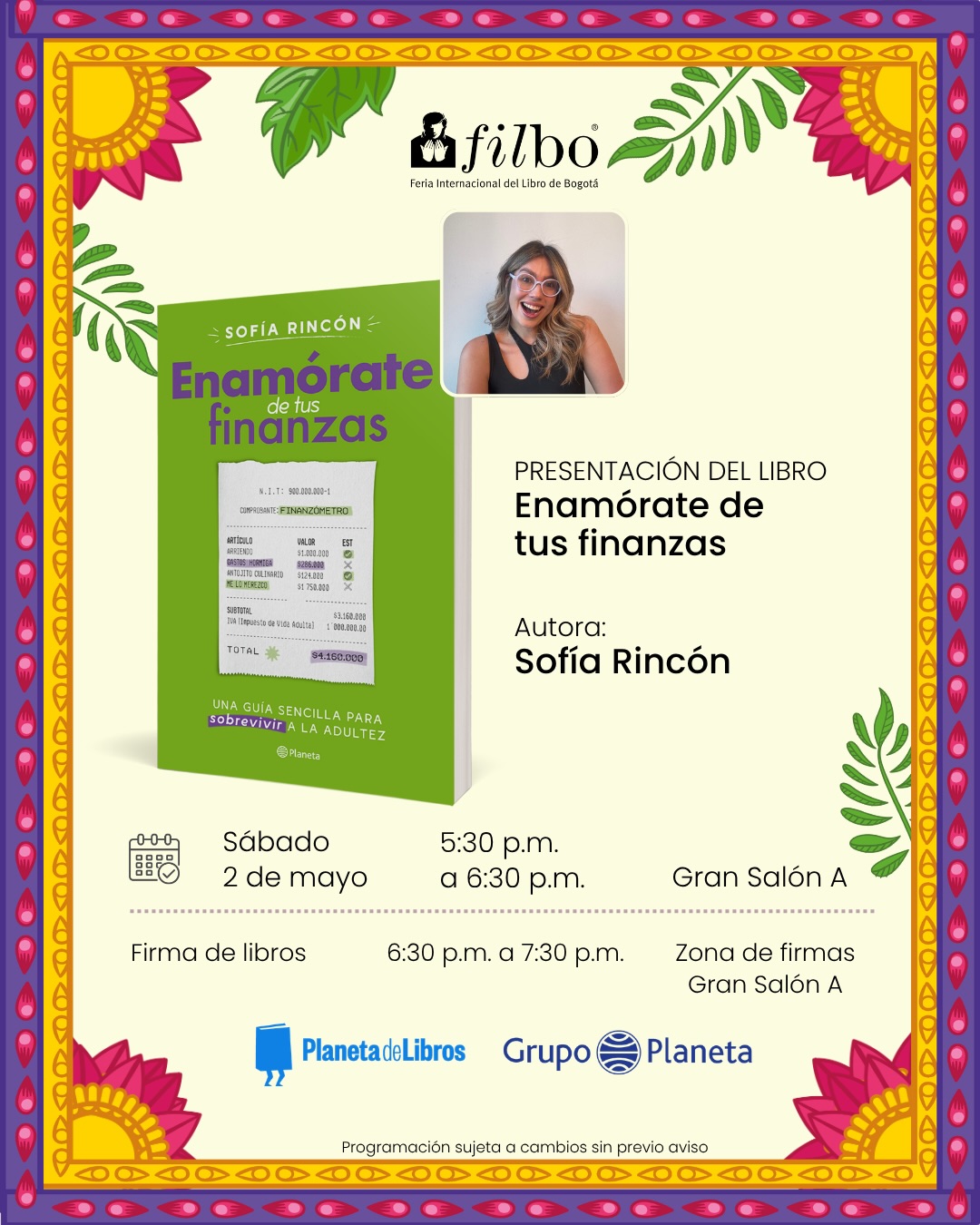 Presentación del libro "Enamórate de tus finanzas" de Sofía Rincón | FILBo 2026