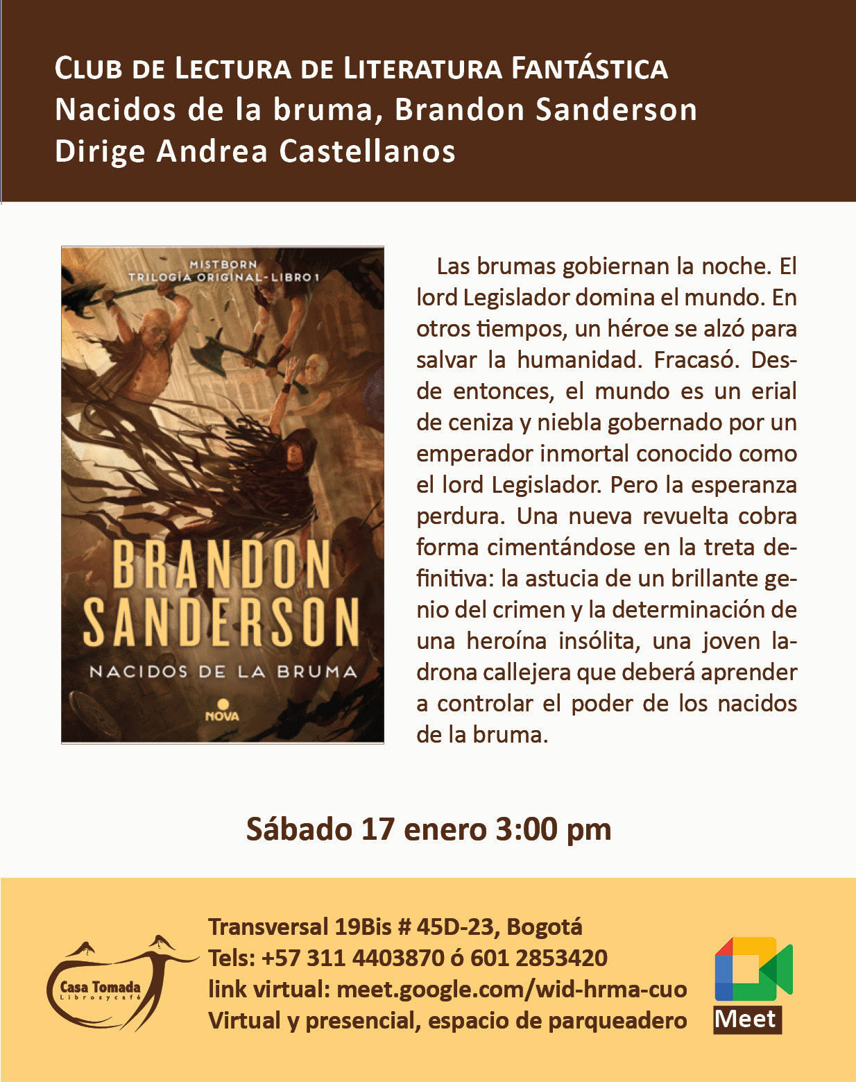 CLUB DE LECTURA DE Literatura Fantástica: Nacidos de la bruma